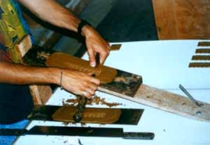 slicing compo from a pressing board